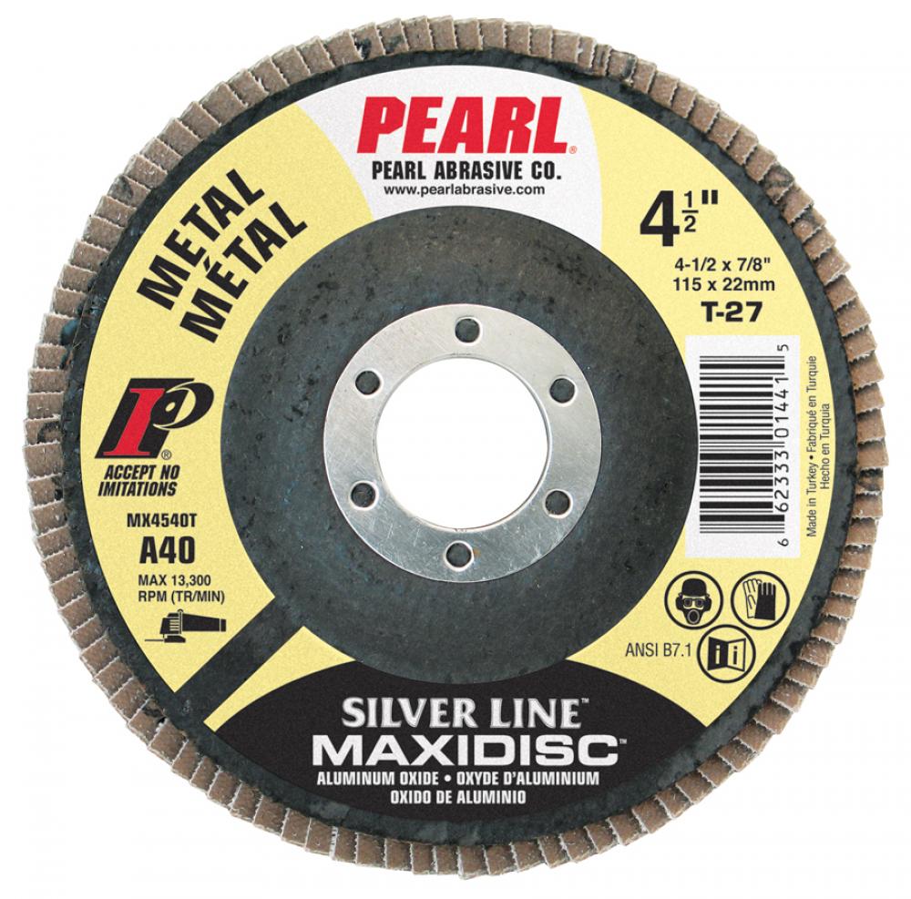 5 x 7/8 Silver Line™ AO Maxidisc™ Flap Discs for Metal, Type 27 Shape<span class=' ItemWarning' style='display:block;'>Item is usually in stock, but we&#39;ll be in touch if there&#39;s a problem<br /></span>
