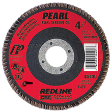 Pearl Abrasive Co. 1298 - 5 x 7/8 Redline™ CBT™ Maxidisc™ Flap Discs, Type 27 Shape