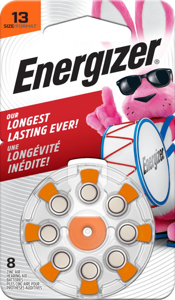 Energizer Hearing Aid Batteries Size 13, Orange Tab, 8 Pack<span class=' ItemWarning' style='display:block;'>Item is usually in stock, but we&#39;ll be in touch if there&#39;s a problem<br /></span>