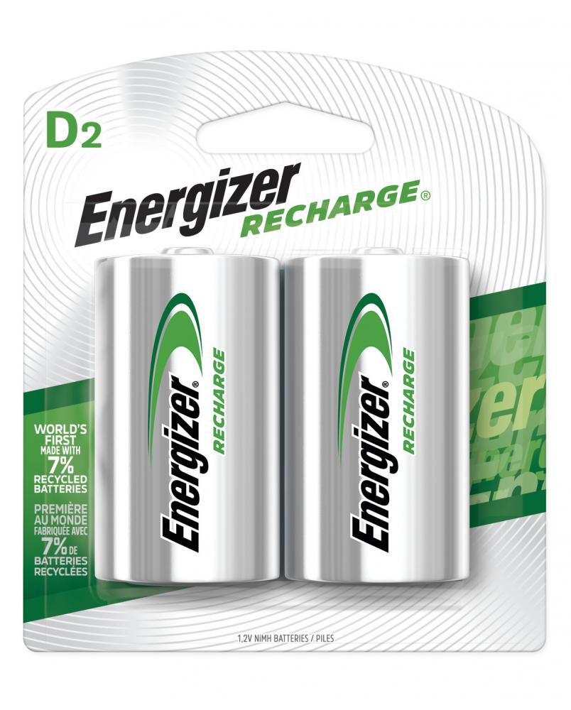 Energizer Recharge Universal Rechargeable D Batteries, 2 Pack<span class=' ItemWarning' style='display:block;'>Item is usually in stock, but we&#39;ll be in touch if there&#39;s a problem<br /></span>