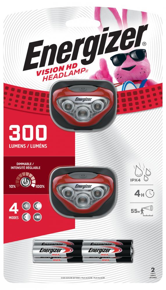 Energizer Vision HD LED Headlamp 2 Pack<span class=' ItemWarning' style='display:block;'>Item is usually in stock, but we&#39;ll be in touch if there&#39;s a problem<br /></span>