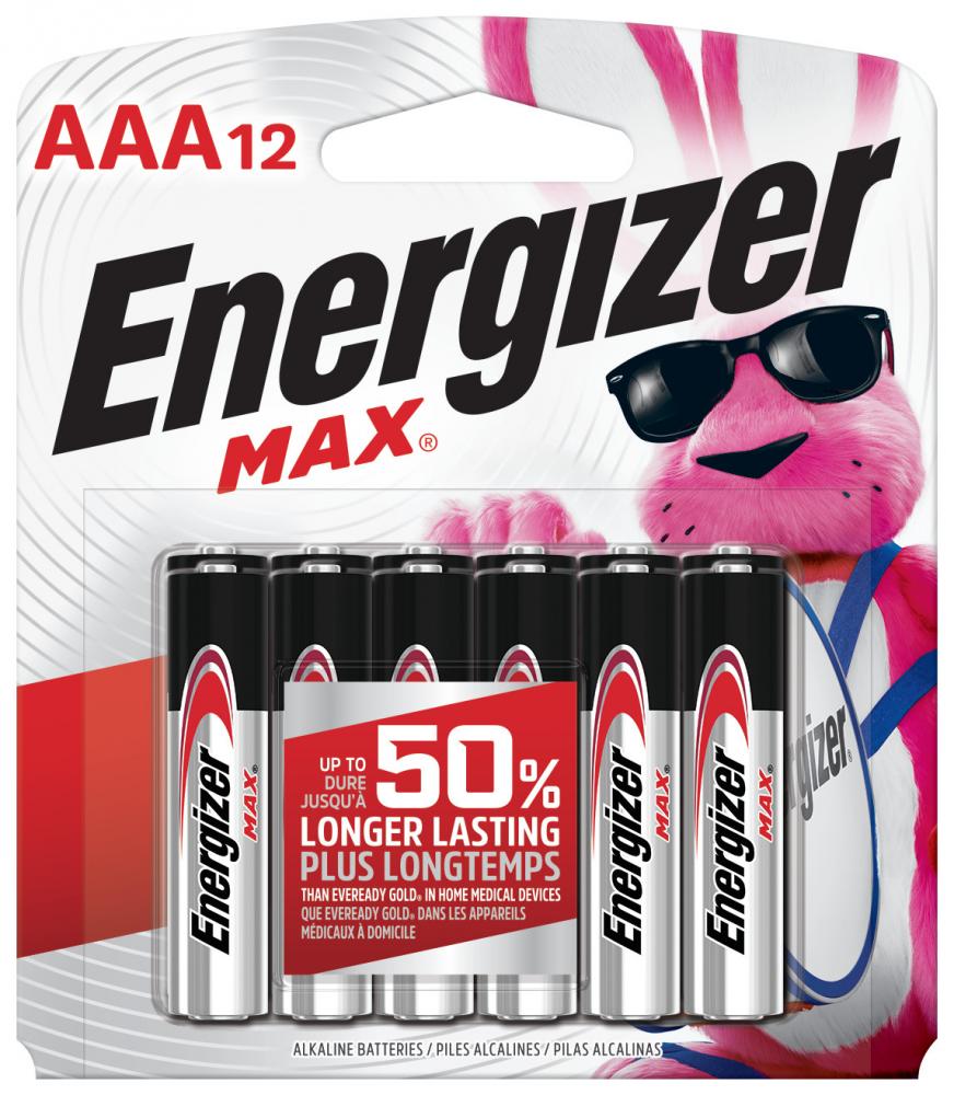 Energizer MAX AAA Batteries (12 Pack), Triple A Alkaline Batteries<span class=' ItemWarning' style='display:block;'>Item is usually in stock, but we&#39;ll be in touch if there&#39;s a problem<br /></span>