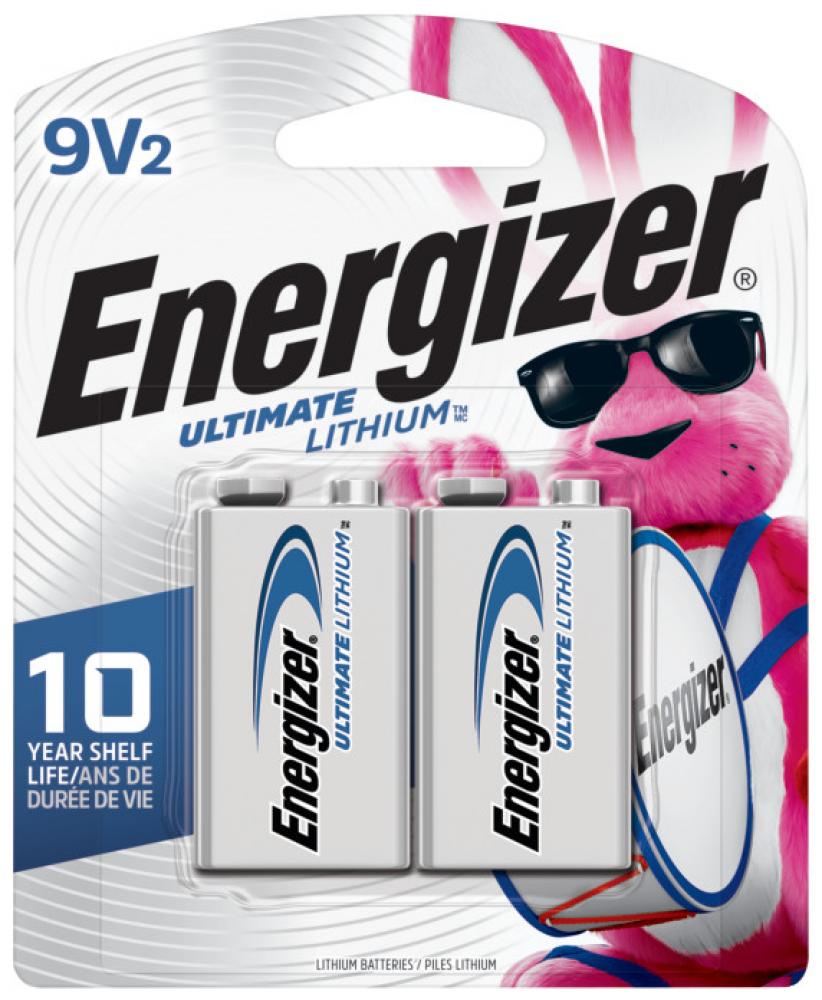 Energizer Ultimate Lithium 9V Batteries (2 Pack), Lithium 9 Volt Batteries<span class=' ItemWarning' style='display:block;'>Item is usually in stock, but we&#39;ll be in touch if there&#39;s a problem<br /></span>