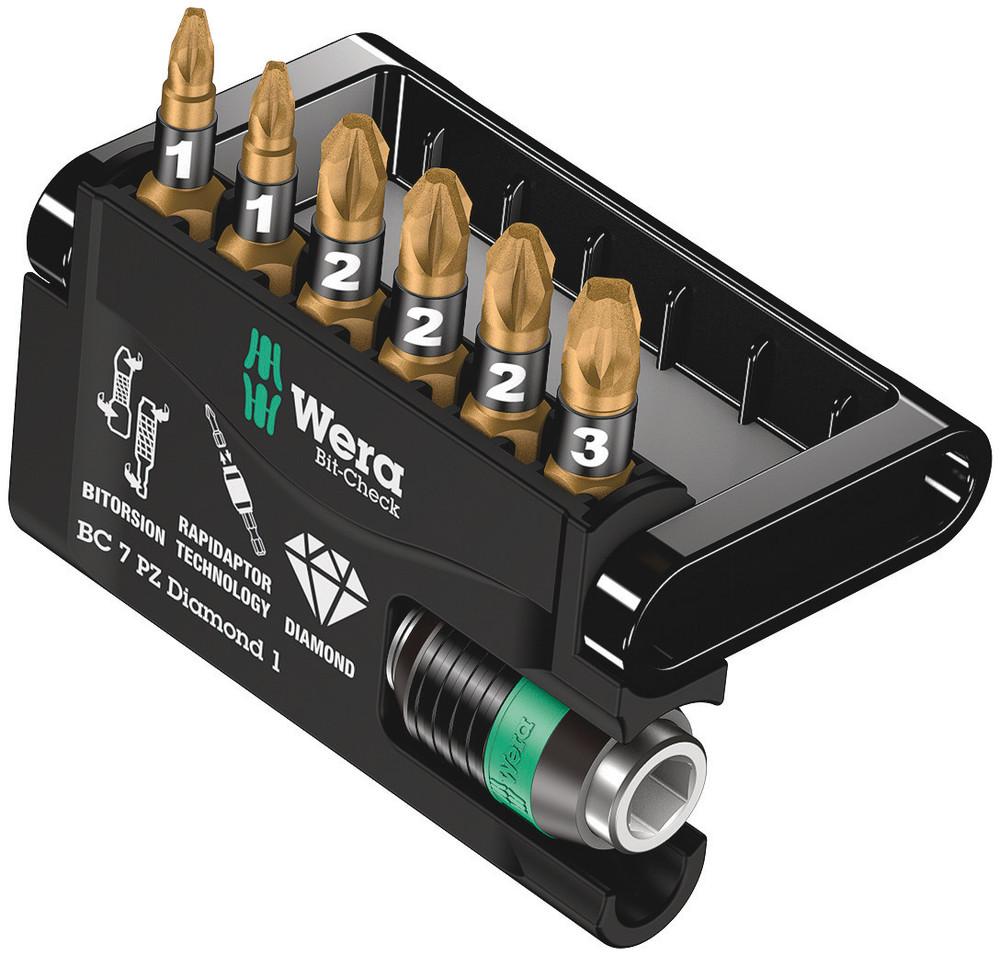 BIT-CHECK 7 PZ DIAMOND 1 BITS + UNIVERSAL BITHOLDER<span class=' ItemWarning' style='display:block;'>Item is usually in stock, but we&#39;ll be in touch if there&#39;s a problem<br /></span>