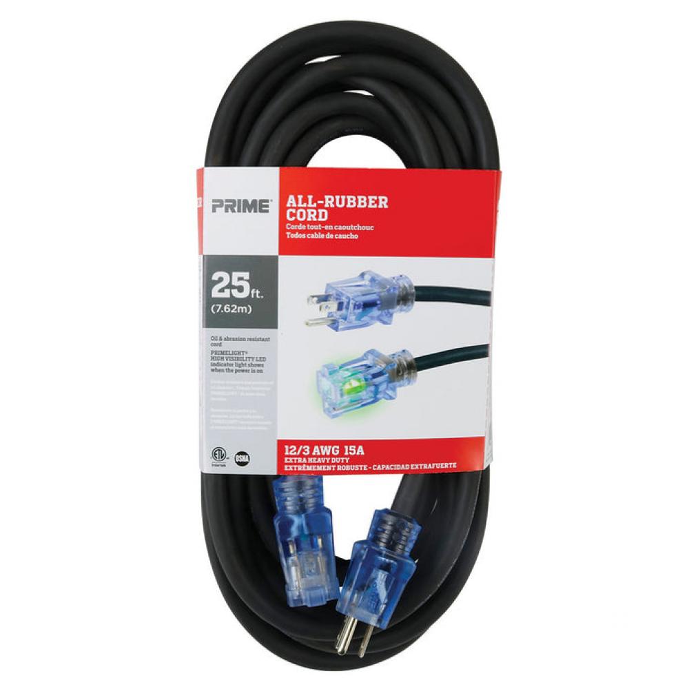 25ft 12/3 SJOOW All-Rubber™ Outdoor Extension Cord<span class=' ItemWarning' style='display:block;'>Item is usually in stock, but we&#39;ll be in touch if there&#39;s a problem<br /></span>