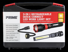 Prime Wire & Cable LEDWLRSET01 - 3-In-1 Rechargeable Quick Connect LED Work Light Set