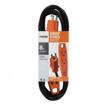 Prime Wire & Cable EC890708 - 8ft. 14/3 SJT Black/Orange 3-Outlet Shop Cord