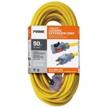Prime Wire & Cable ECPL511730 - 50ft. 14/3 SJTW Yellow Outdoor Extension Cord w/Primelok & Primelight