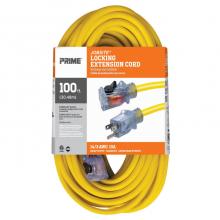 Prime Wire & Cable ECPL511735 - 100ft. 14/3 SJTW Yellow Outdoor Extension Cord w/Primelok & Primelight