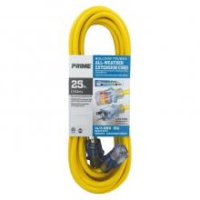 Prime Wire & Cable LT511725 - 25ft. 14/3 SJTOW Yellow Bulldog Tough Extension Cord w/Primelight Indicator Light