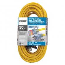 Prime Wire & Cable LT511730 - 50ft. 14/3 SJTOW Yellow Bulldog Tough Extension Cord w/Primelight Indicator Light