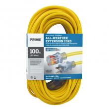 Prime Wire & Cable LT511735 - 100ft. 14/3 SJTOW Yellow Bulldog Tough Extension Cord w/Primelight Indicator Light