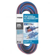Prime Wire & Cable LT530725 - 25FT 14/3 SJEOW BU/OR Arctic Blue All Weather Ext Cord w/Primelight & Primelok