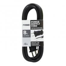 Prime Wire & Cable PS005608 - 8ft. 16/2 SJT Black Replacement Power Supply Cord
