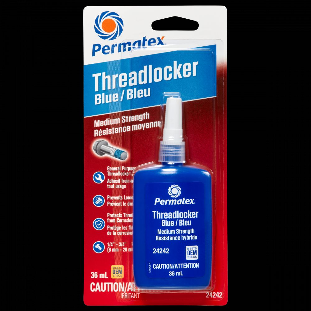 Permatex® Blue Medium Strength 242 Threadlocker, 36mL Bottle<span class=' ItemWarning' style='display:block;'>Item is usually in stock, but we&#39;ll be in touch if there&#39;s a problem<br /></span>