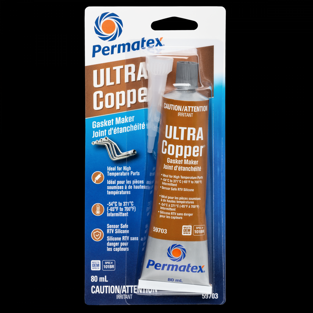 Permatex® Ultra Copper® High Temperature Gasket Maker 101BR, 80mL Tube<span class=' ItemWarning' style='display:block;'>Item is usually in stock, but we&#39;ll be in touch if there&#39;s a problem<br /></span>