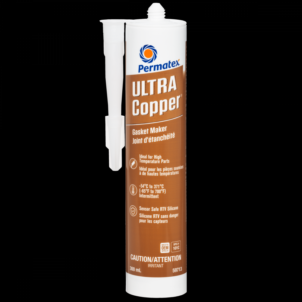 Permatex® Ultra Copper® High Temperature Gasket Maker 101C, 300mL Cartridge<span class=' ItemWarning' style='display:block;'>Item is usually in stock, but we&#39;ll be in touch if there&#39;s a problem<br /></span>
