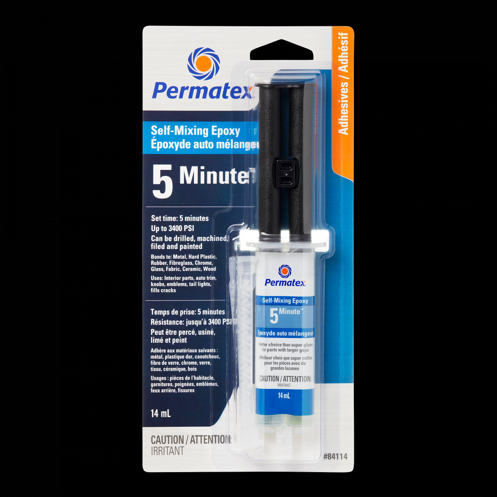 Permatex® Flow-Mix 5 Minute Epoxy, 14mL Syringe<span class=' ItemWarning' style='display:block;'>Item is usually in stock, but we&#39;ll be in touch if there&#39;s a problem<br /></span>