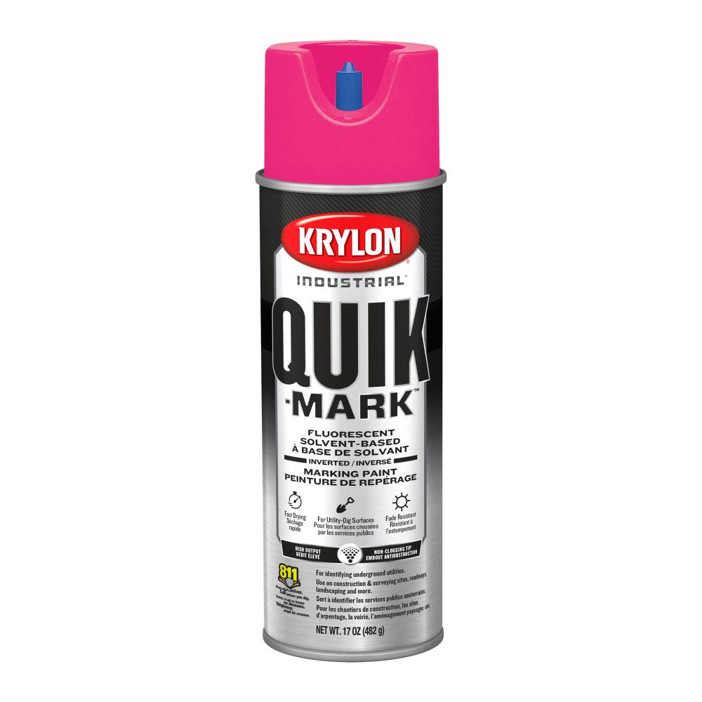 Krylon Industrial Quik-Mark Solvent-Based Inverted Marking Paint, Fluorescent Hot Pink, 17 oz.<span class=' ItemWarning' style='display:block;'>Item is usually in stock, but we&#39;ll be in touch if there&#39;s a problem<br /></span>