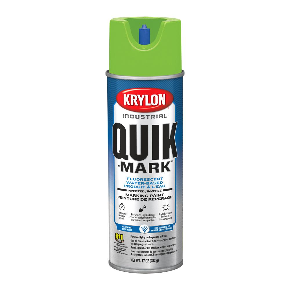 Krylon Industrial Quik-Mark Water-Based Inverted Marking Paint, Fluorescent Green, 17 oz.<span class=' ItemWarning' style='display:block;'>Item is usually in stock, but we&#39;ll be in touch if there&#39;s a problem<br /></span>