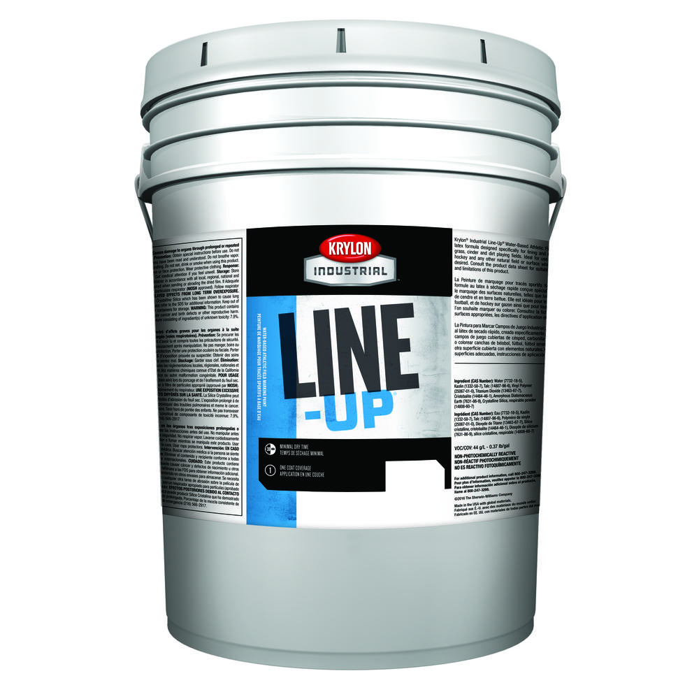 Krylon Industrial Line-Up Water-Based Athletic Field Marking Paint, Flat, Athletic White, 5 Gallon<span class=' ItemWarning' style='display:block;'>Item is usually in stock, but we&#39;ll be in touch if there&#39;s a problem<br /></span>