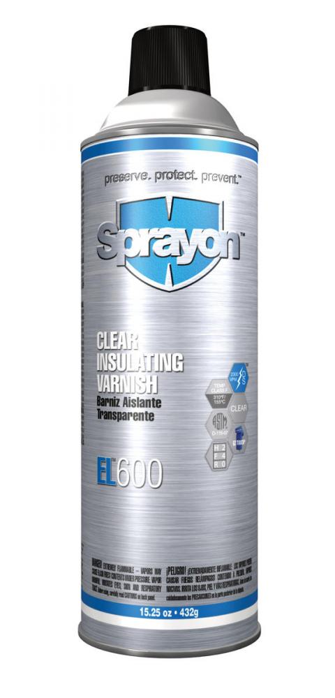 Sprayon EL600 Clear Insulating Varnish, Clear, 15.25 oz.<span class=' ItemWarning' style='display:block;'>Item is usually in stock, but we&#39;ll be in touch if there&#39;s a problem<br /></span>