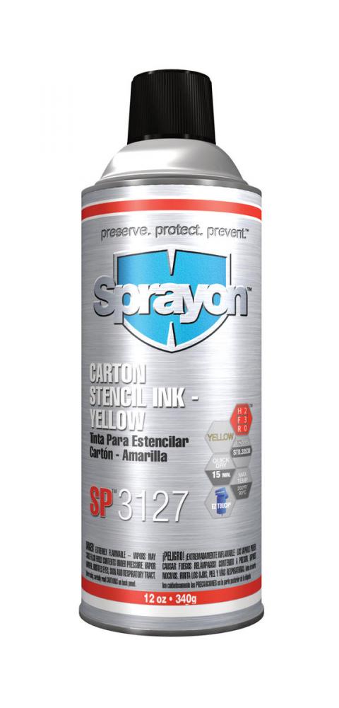 Sprayon SP3100 Series Carton Stencil Inks, Yellow, 12 oz.<span class=' ItemWarning' style='display:block;'>Item is usually in stock, but we&#39;ll be in touch if there&#39;s a problem<br /></span>