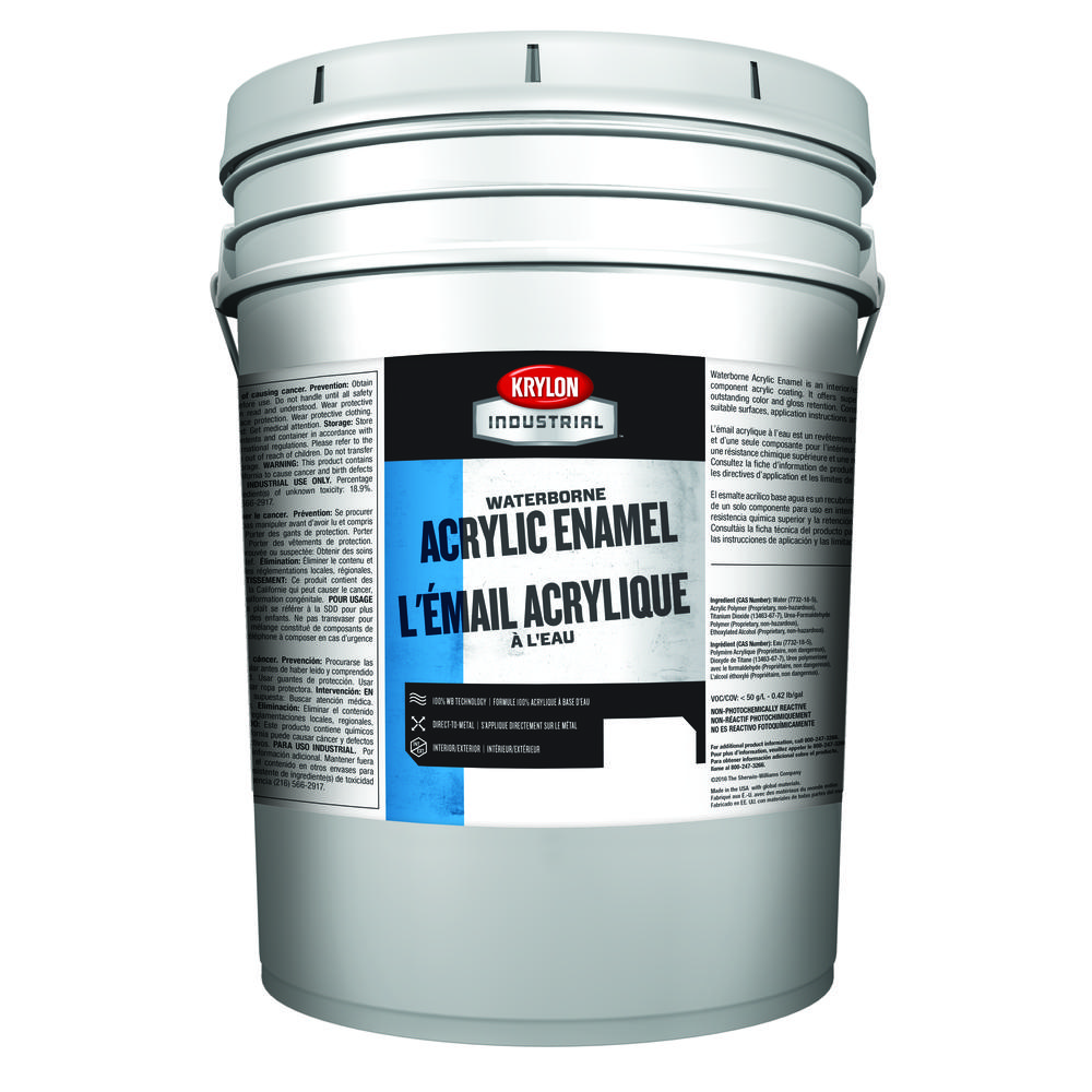 Krylon Industrial Waterborne Acrylic Enamel, Semi Gloss, Neutral Base, 5 Gallon<span class=' ItemWarning' style='display:block;'>Item is usually in stock, but we&#39;ll be in touch if there&#39;s a problem<br /></span>