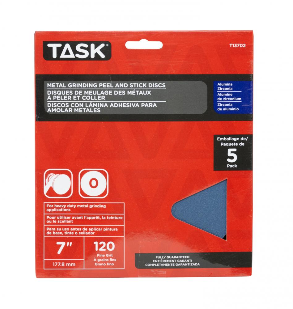 7&#34; NO HOLE 120 GRIT PEEL & STICK SANDING DISC, ALUMINA ZIRCONIA - 5/PACK<span class=' ItemWarning' style='display:block;'>Item is usually in stock, but we&#39;ll be in touch if there&#39;s a problem<br /></span>