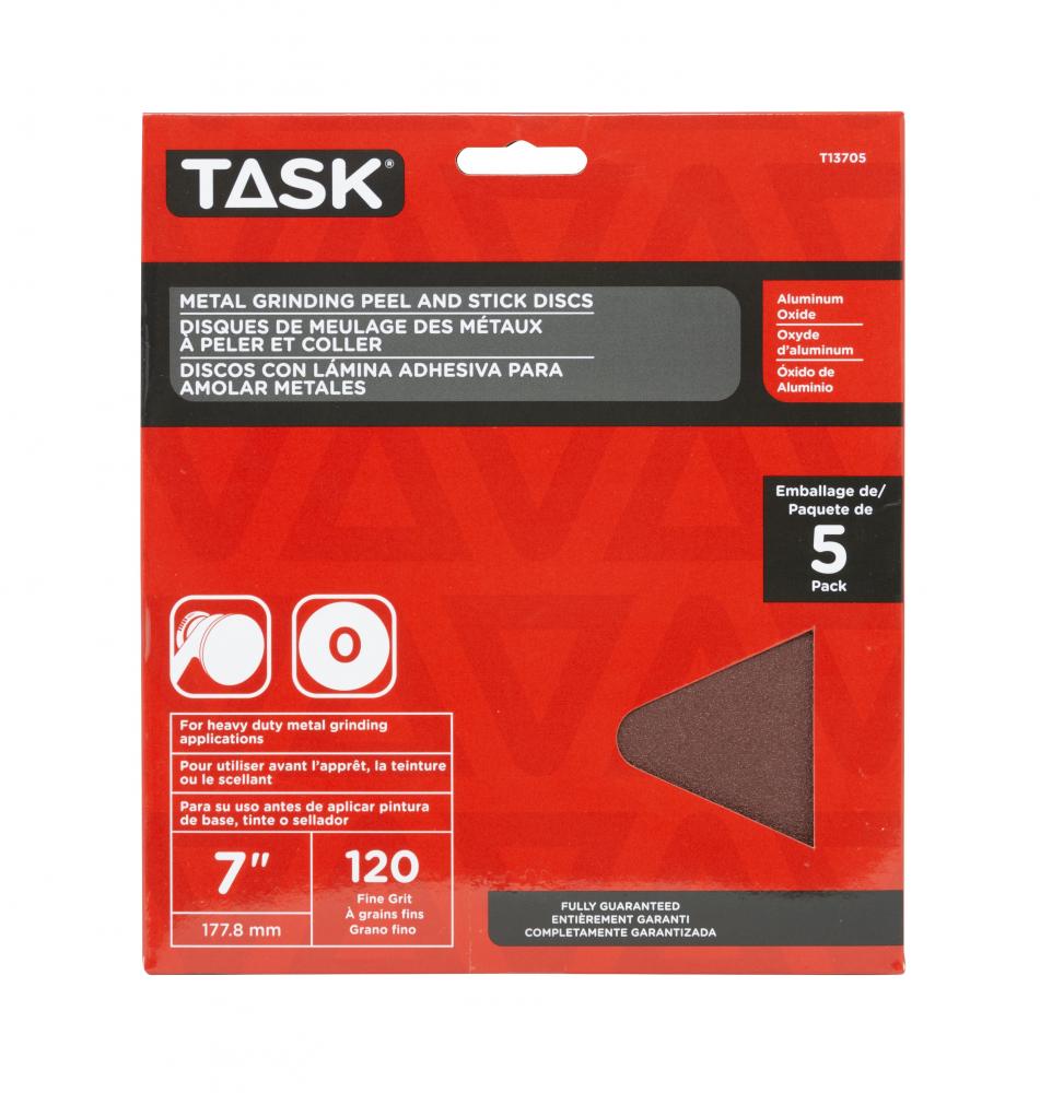 7&#34; NO HOLE 120 GRIT PEEL & STICK SANDING DISC, ALUMINUM OXIDE - 5/PACK<span class=' ItemWarning' style='display:block;'>Item is usually in stock, but we&#39;ll be in touch if there&#39;s a problem<br /></span>