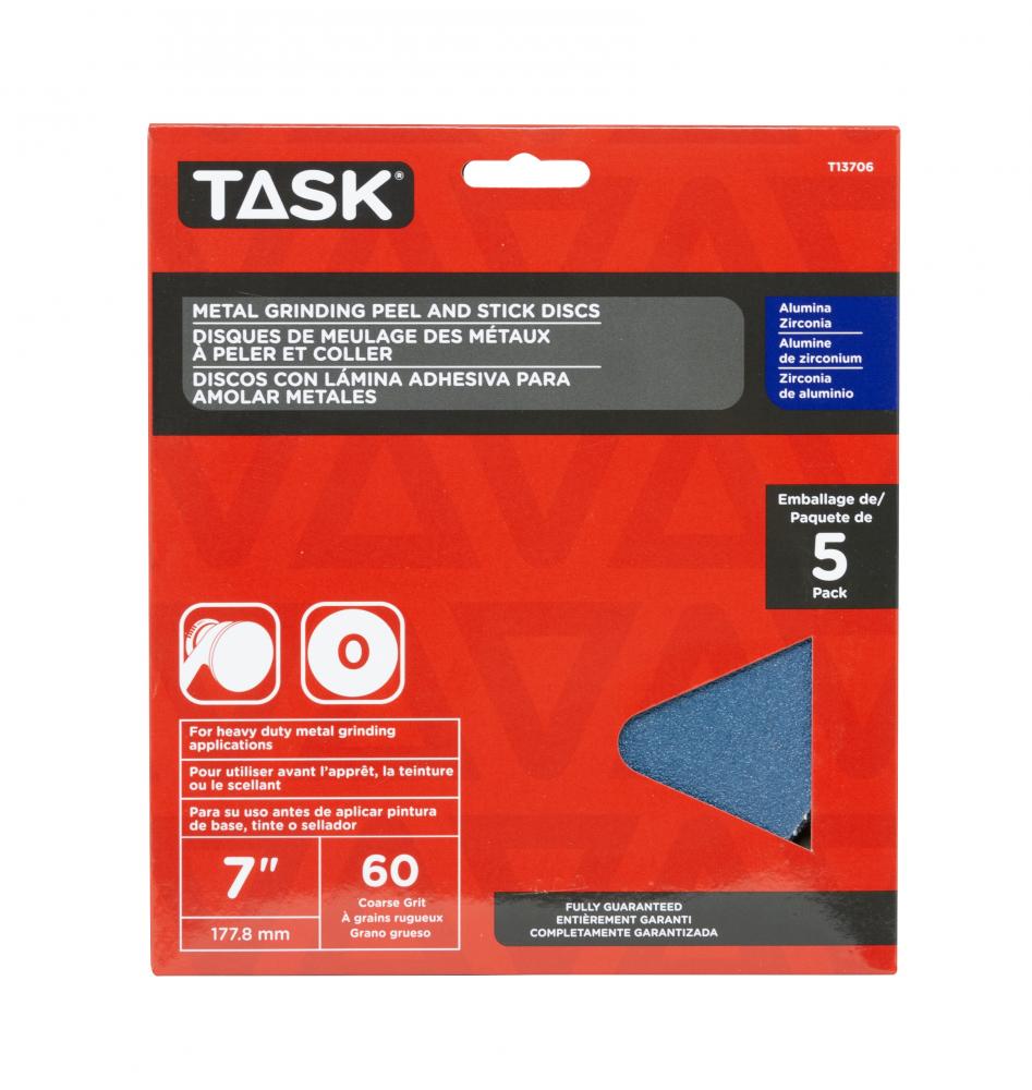 7&#34; NO HOLE 60 GRIT PEEL & STICK SANDING DISC, ALUMINA ZIRCONIA - 5/PACK<span class=' ItemWarning' style='display:block;'>Item is usually in stock, but we&#39;ll be in touch if there&#39;s a problem<br /></span>