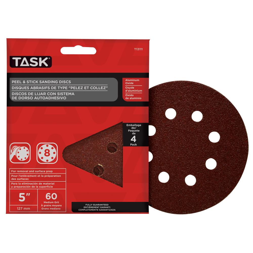 5&#34; 8 Hole 60 Grit Peel & Stick Sanding Discs - 4/pack<span class=' ItemWarning' style='display:block;'>Item is usually in stock, but we&#39;ll be in touch if there&#39;s a problem<br /></span>