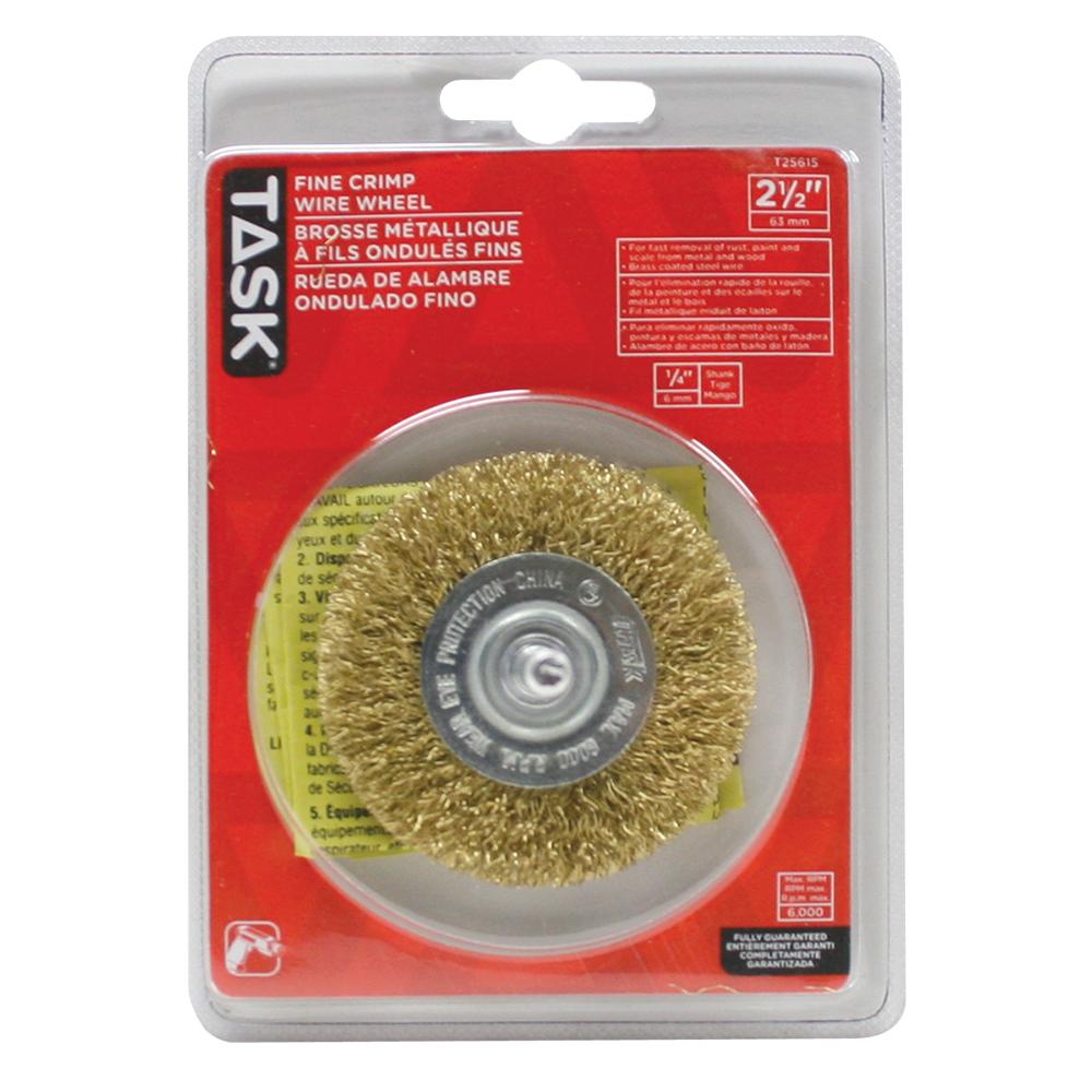 2-1/2&#34; Fine Brass Coated Steel Crimp Wire Wheel<span class=' ItemWarning' style='display:block;'>Item is usually in stock, but we&#39;ll be in touch if there&#39;s a problem<br /></span>