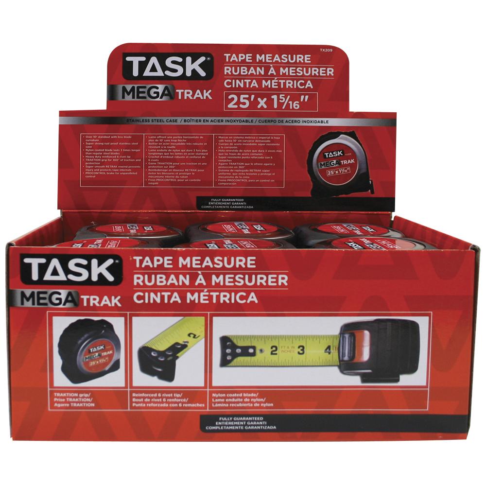 25&#39; x 1-5/16&#34; MegaTrak Stainless Steel Tape Measure - 12 per Display Box<span class=' ItemWarning' style='display:block;'>Item is usually in stock, but we&#39;ll be in touch if there&#39;s a problem<br /></span>