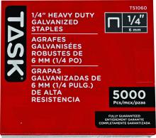 Task Tools T51060 - 1/4" (6mm) HD GALVANIZED STAPLES - 5000 PCS/COLOR BOX