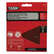 Task Tools T13039 - 5" 5 Hole 120 Grit Hook & Loop Sanding Discs - 4/pack