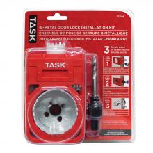 Task Tools T22089 - 4pc Deep Cut Bi-Metal Door Lock Installation Kit with Plastic Template Guide - Clamshell