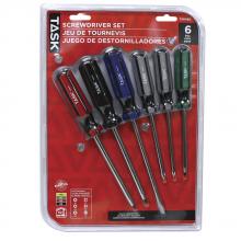 Task Tools T50490 - 6pc Acetate Hard Grip Screwdriver Set - Clamshell