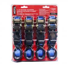 Task Tools T77160 - 4pc 1500 lb. 1" x 15' Ratcheting Tie Downs - 4/pack