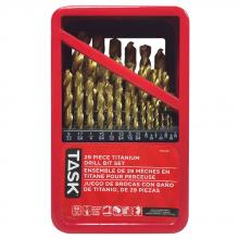 Task Tools T90029 - 29pc Ti-N Coated HSS Drill Bit Set - Metal Index Box