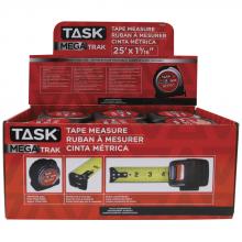 Task Tools TX209 - 25' x 1-5/16" MegaTrak Stainless Steel Tape Measure - 12 per Display Box