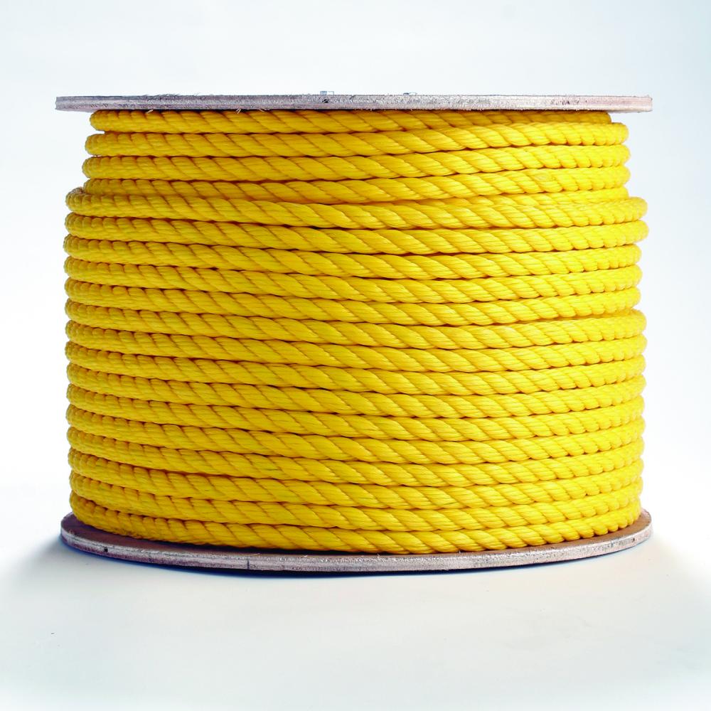 Three Strand Twisted Yellow Polypropylene Rope 100 ft.<span class=' ItemWarning' style='display:block;'>Item is usually in stock, but we&#39;ll be in touch if there&#39;s a problem<br /></span>