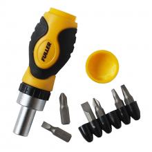 Fuller Tool 125-2006 - 6-in-1 Ratcheting (Stubby) Screwdriver