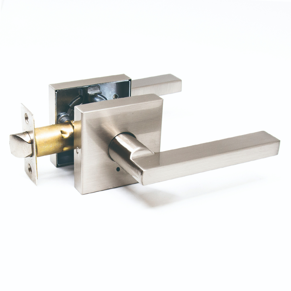Door Lock Lever Privacy Square Satin Nickel<span class=' ItemWarning' style='display:block;'>Item is usually in stock, but we&#39;ll be in touch if there&#39;s a problem<br /></span>