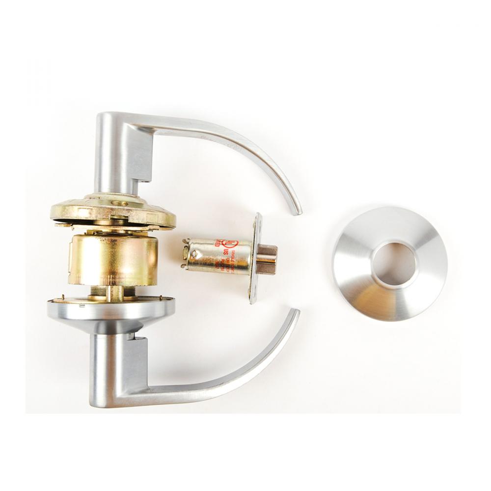Door Lock Lever Set Storeroom Satin Chrome (Commercial) Curved Handle<span class=' ItemWarning' style='display:block;'>Item is usually in stock, but we&#39;ll be in touch if there&#39;s a problem<br /></span>