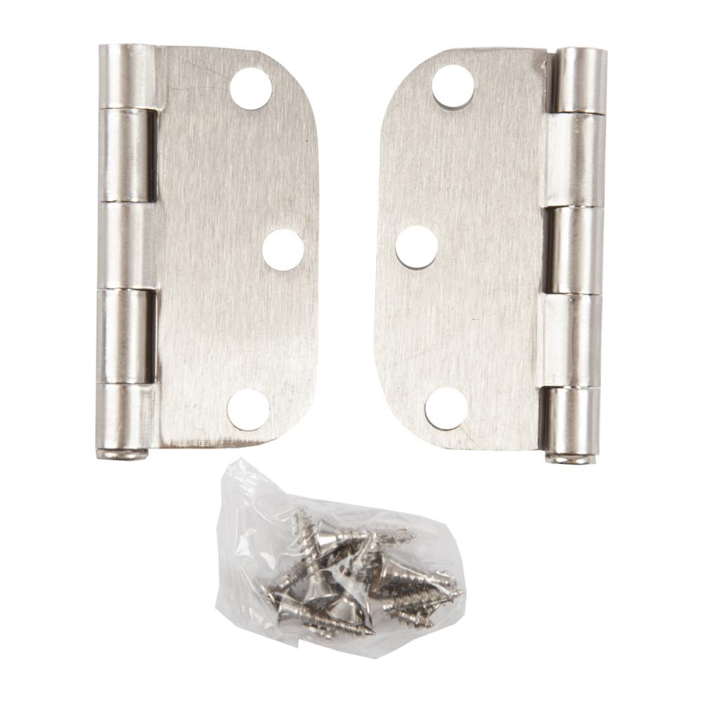 2PC Door Hinge 3in x 3in Round Corner 5/8in Satin Nickel Steel<span class=' ItemWarning' style='display:block;'>Item is usually in stock, but we&#39;ll be in touch if there&#39;s a problem<br /></span>