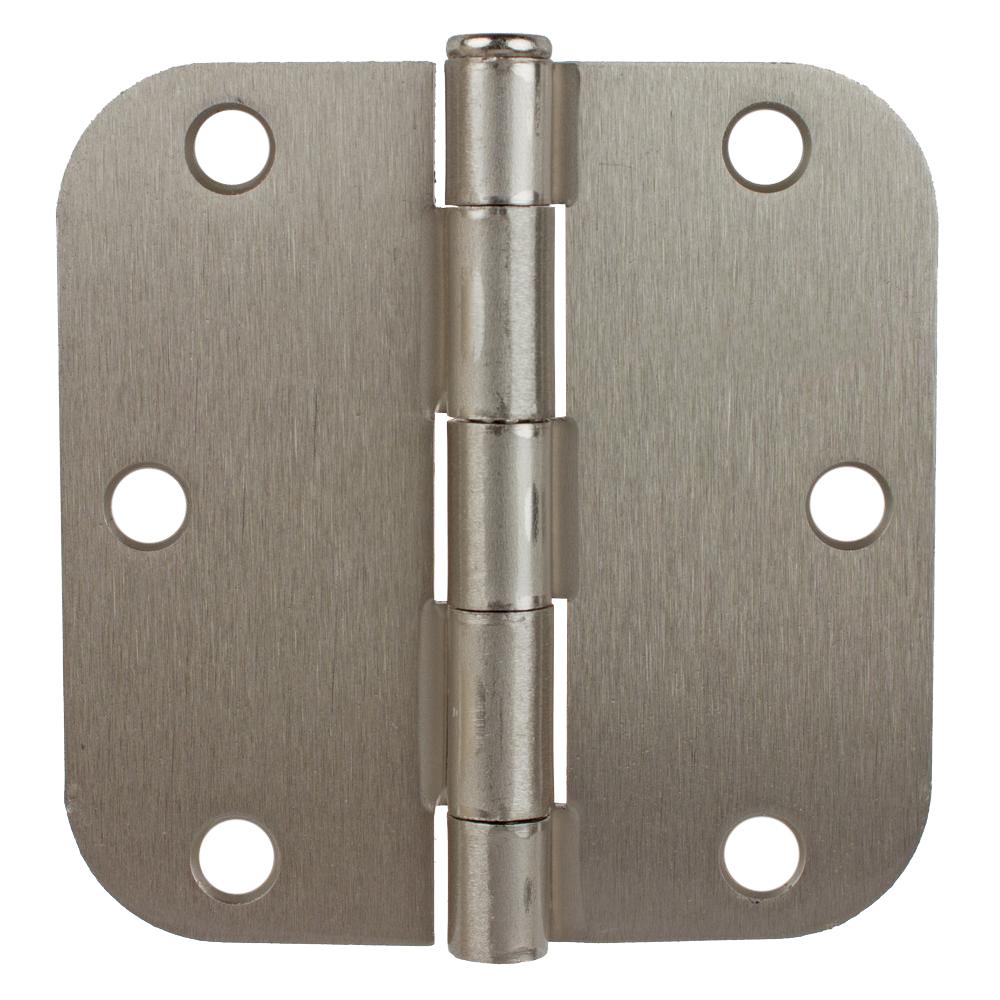 2PC Door Hinge 3 ½ in x 3 ½ in Round Corner 5/8in Satin Nickel Steel Bulk<span class=' ItemWarning' style='display:block;'>Item is usually in stock, but we&#39;ll be in touch if there&#39;s a problem<br /></span>