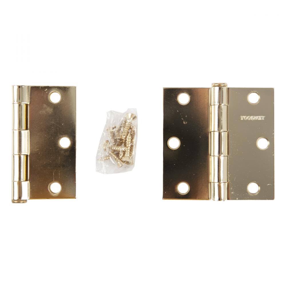 2PC Door Hinge 3in x 3in x 2mm Square Corner Brass Plated Steel<span class=' ItemWarning' style='display:block;'>Item is usually in stock, but we&#39;ll be in touch if there&#39;s a problem<br /></span>