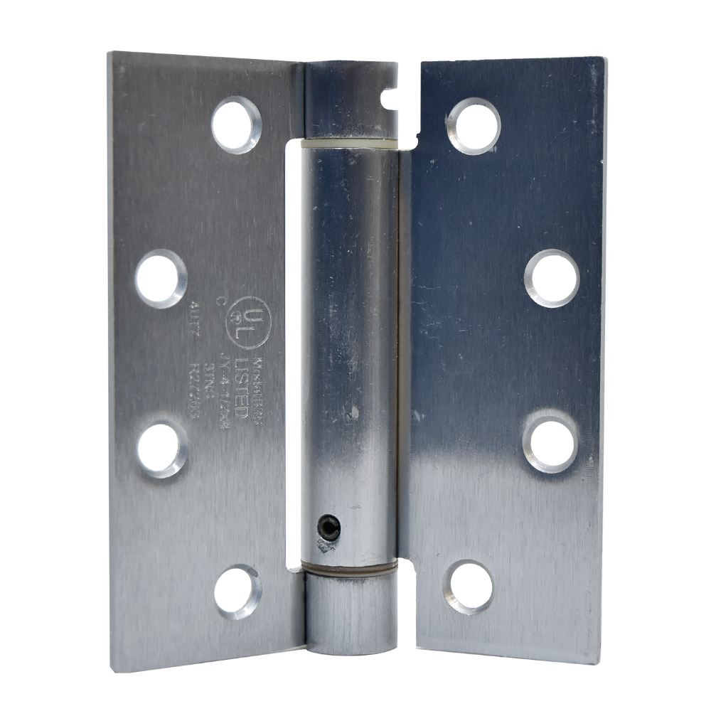 Full Mortise Adjustable Spring Hinge 4in x 4½in Square Corner Stainless Steel<span class=' ItemWarning' style='display:block;'>Item is usually in stock, but we&#39;ll be in touch if there&#39;s a problem<br /></span>