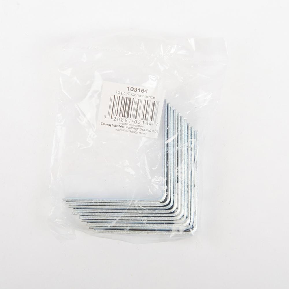 10PC Corner Braces 3in Zinc<span class=' ItemWarning' style='display:block;'>Item is usually in stock, but we&#39;ll be in touch if there&#39;s a problem<br /></span>
